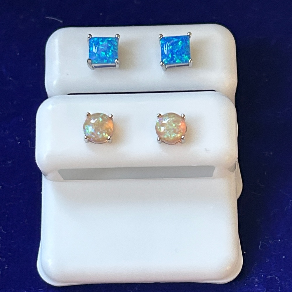 Buy one get one‎ Opal Stud Sterling silver Earrings Set